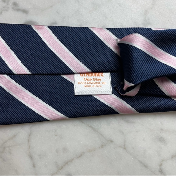 Gymboree Navy Blue Pink Striped Velcro Boys Neck Tie - Picture 8 of 8